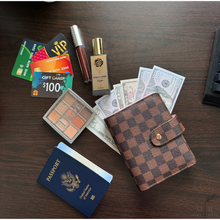 Load image into Gallery viewer, OFFICE RITM™ Checkered Pocket A7 Budget Mini Binder Wallet Planner Notebook with Money Stuffing Zip Envelopes
