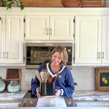 Load image into Gallery viewer, DAILY RITMO® Large Oval Utensil Holder with Bamboo Base and Divider