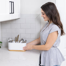 Load image into Gallery viewer, DAILY RITMO® Countertop Silverware Holder | Resin with Bamboo Base