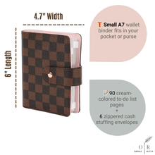 Load image into Gallery viewer, OFFICE RITM™ Checkered Pocket A7 Budget Mini Binder Wallet Planner Notebook with Money Stuffing Zip Envelopes