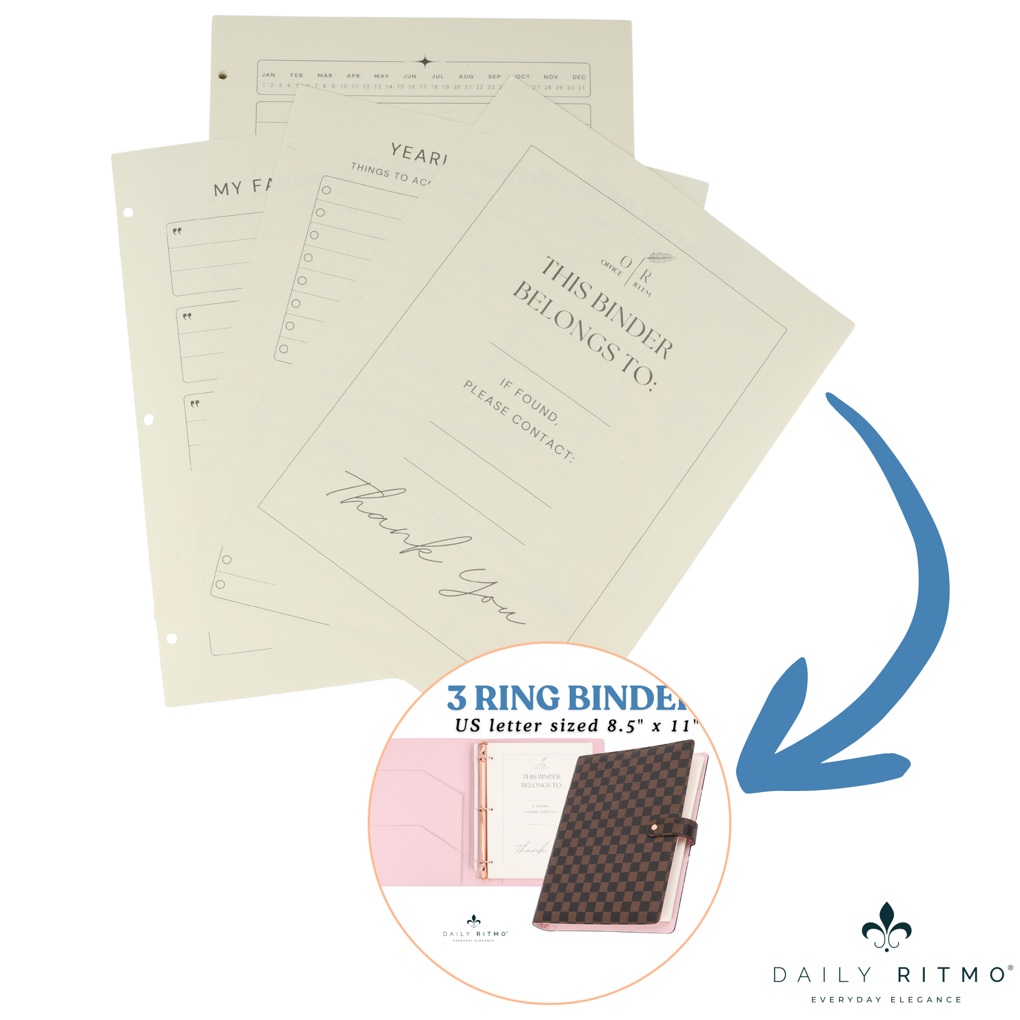 DAILY RITMO® 3-Hole Loose Leaf Paper Refill for 3-Ring Checkered Binder