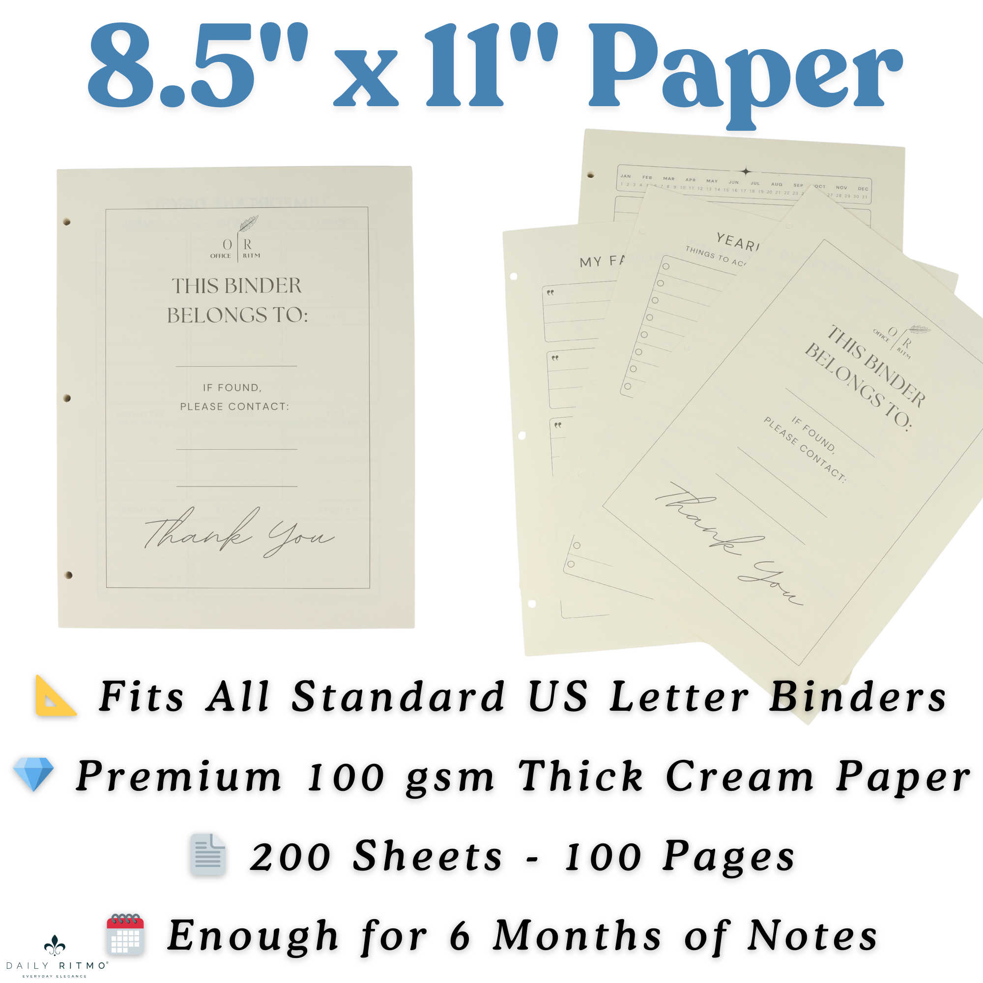 DAILY RITMO® 3-Hole Loose Leaf Paper Refill for 3-Ring Checkered Binder