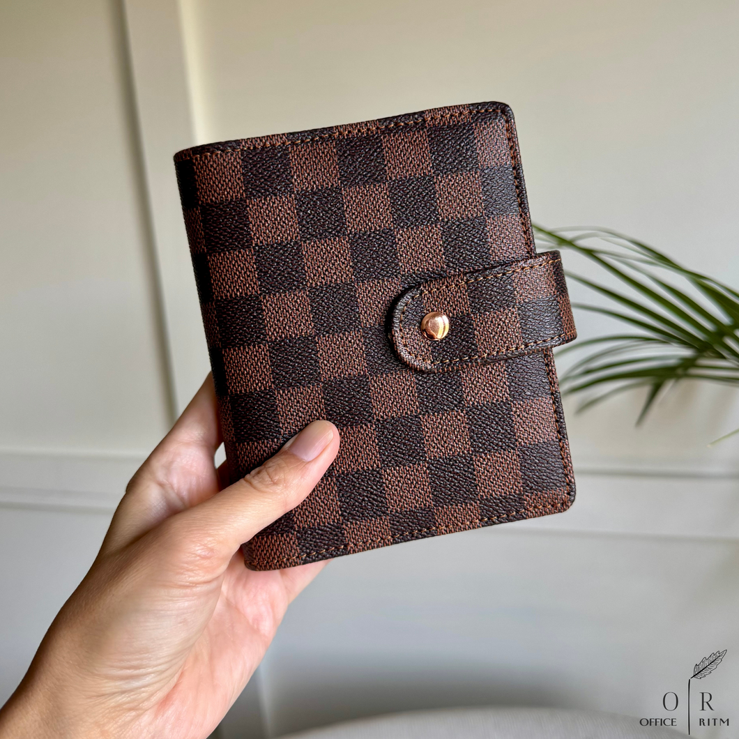OFFICE RITM™ Checkered Pocket A7 Budget Mini Binder Wallet Planner Notebook with Money Stuffing Zip Envelopes