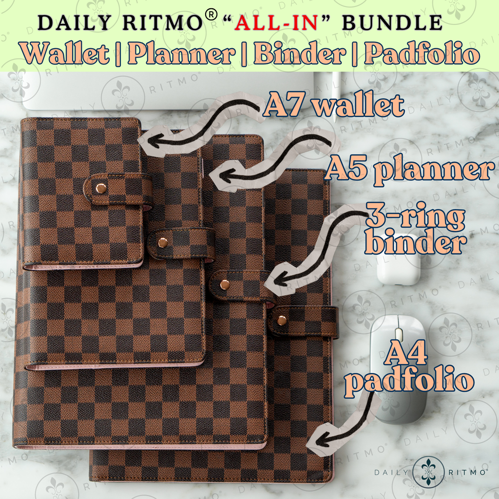DAILY RITMO® "ALL-IN" Bundle - A7 Mini Wallet, A5 Planner, 3-Ring Binder, A4 Padfolio
