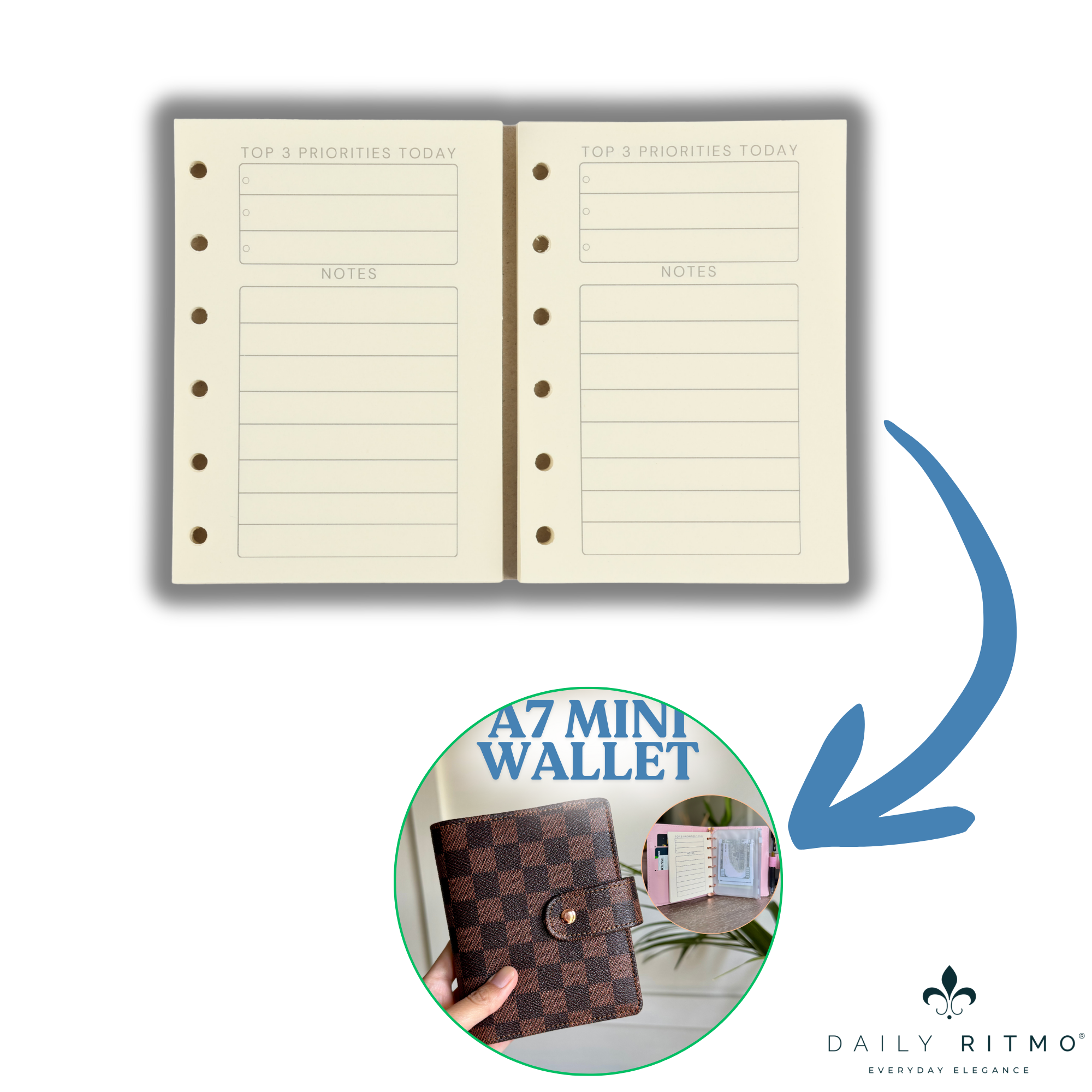DAILY RITMO® A7 Paper Refills for Mini Binder Wallet 2-pack