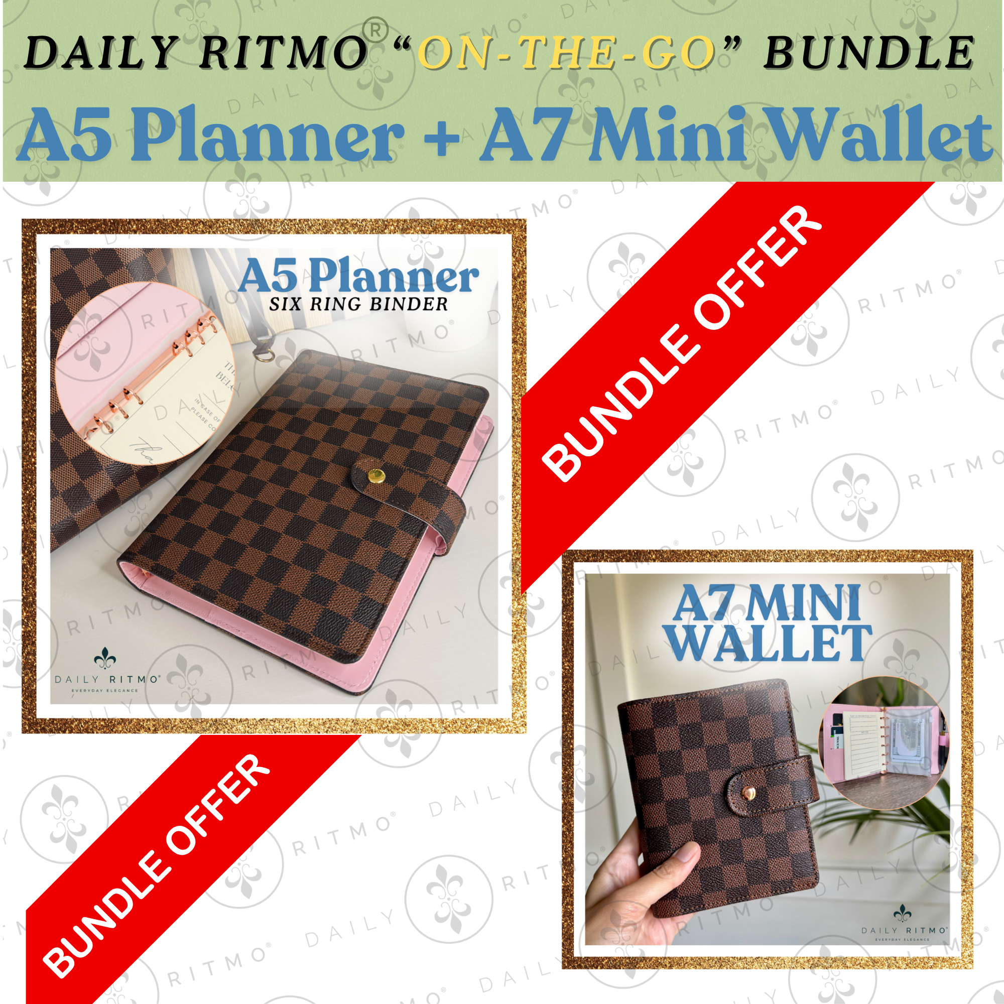 DAILY RITMO® "ON-THE-GO" Bundle - A5 Planner plus A7 Mini Wallet