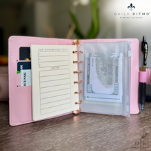 Load image into Gallery viewer, DAILY RITMO™ Checkered Pocket A7 Budget Mini Binder Wallet Planner Notebook with Money Stuffing Zip Envelopes
