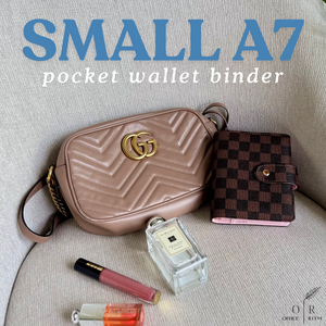 OFFICE RITM™ Checkered Pocket A7 Budget Mini Binder Wallet Planner Notebook with Money Stuffing Zip Envelopes