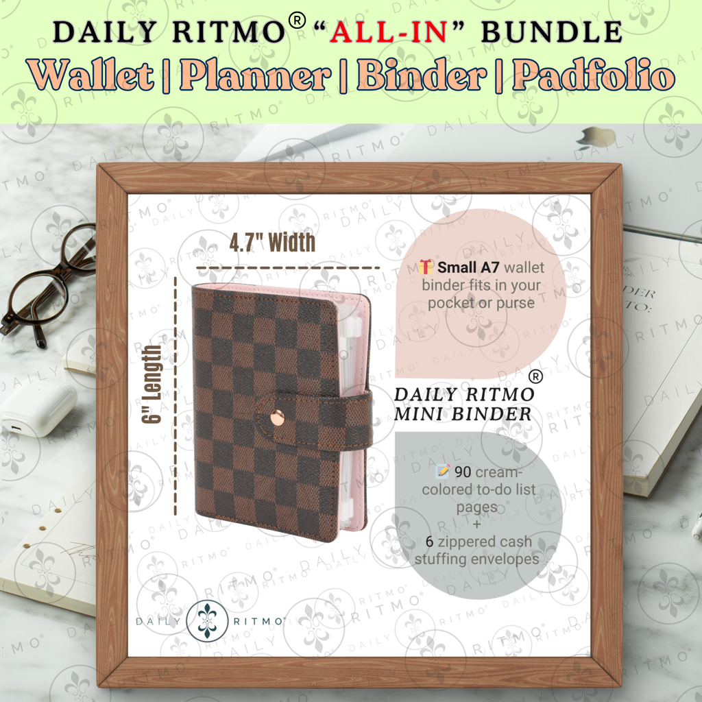 DAILY RITMO® "ALL-IN" Bundle - A7 Mini Wallet, A5 Planner, 3-Ring Binder, A4 Padfolio