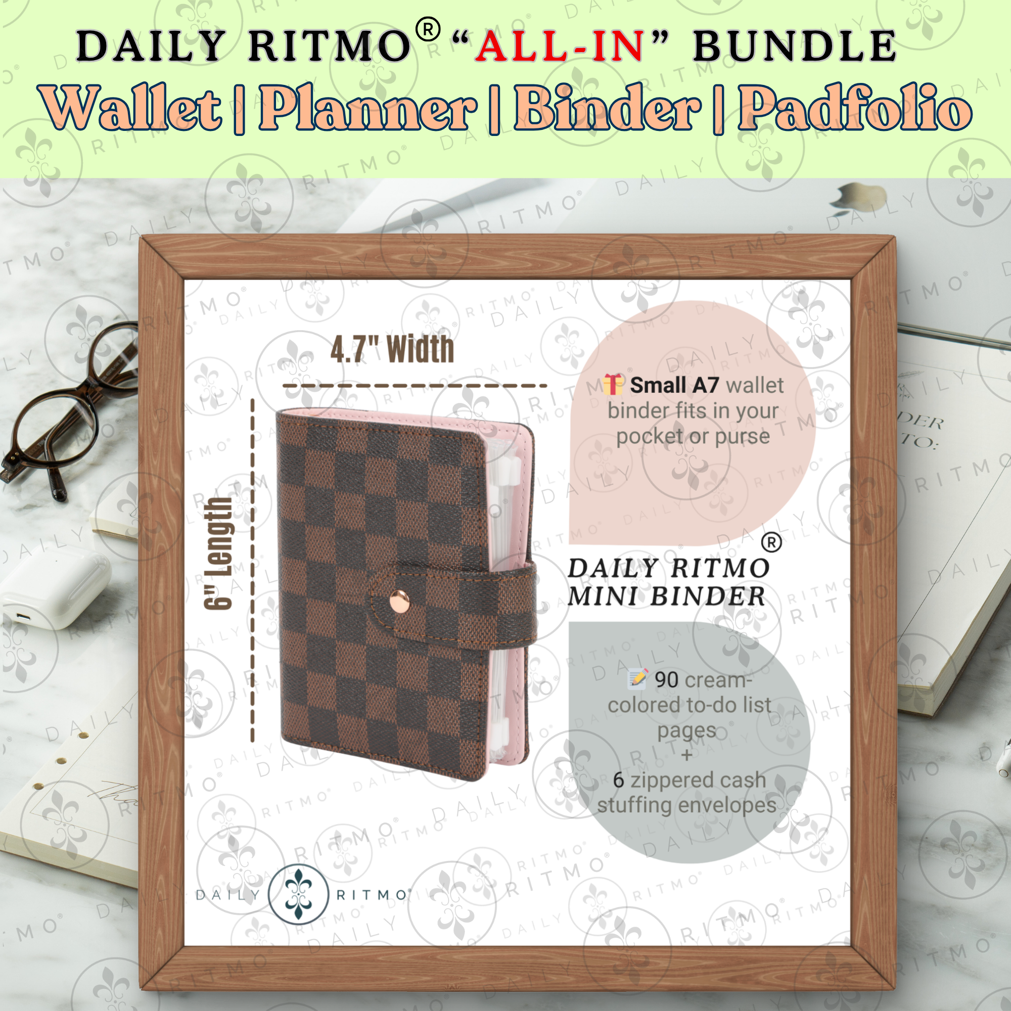 DAILY RITMO® "ALL-IN" Bundle - A7 Mini Wallet, A5 Planner, 3-Ring Binder, A4 Padfolio