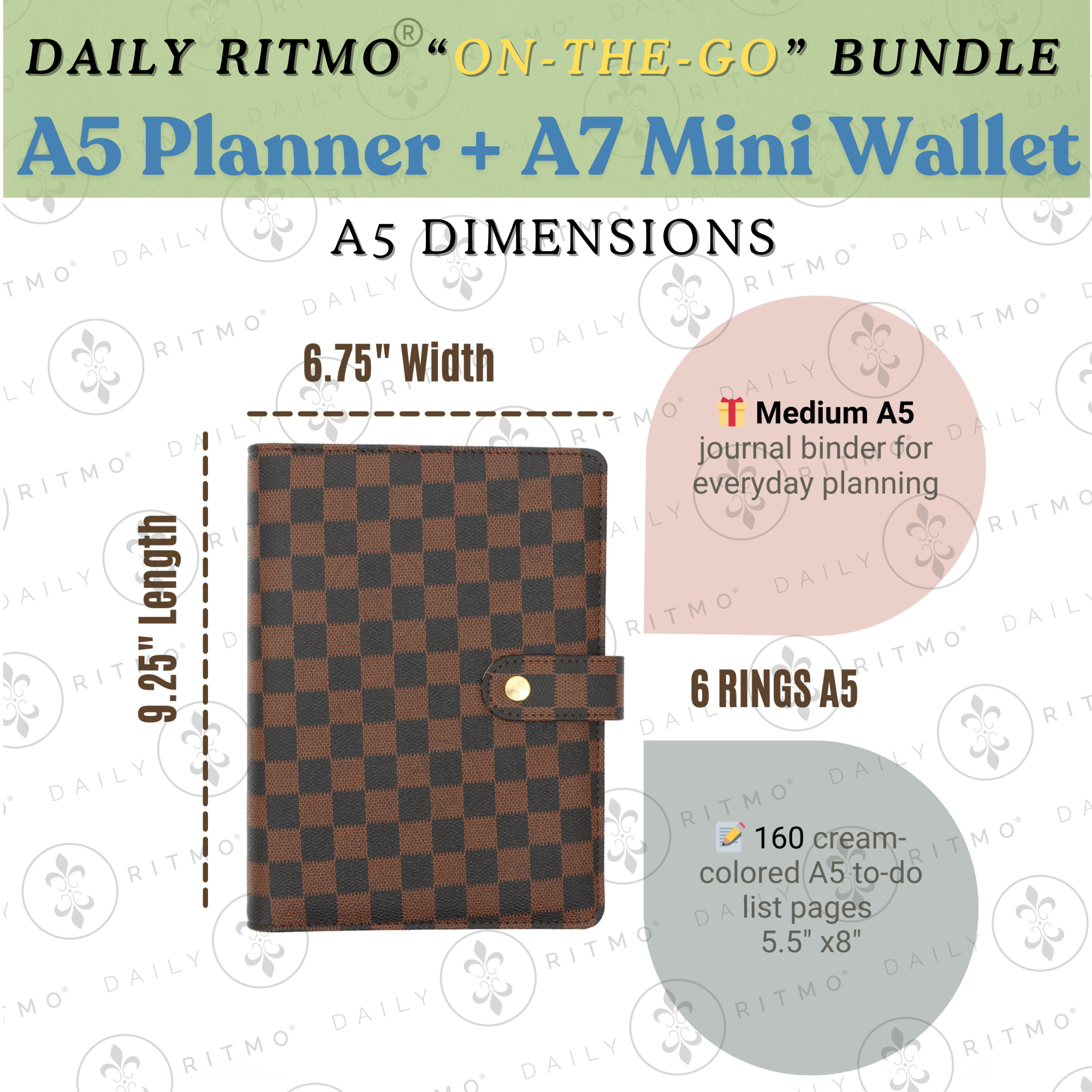 DAILY RITMO® "ON-THE-GO" Bundle - A5 Planner plus A7 Mini Wallet
