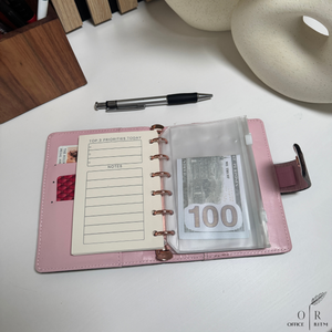 OFFICE RITM™ Checkered Pocket A7 Budget Mini Binder Wallet Planner Notebook with Money Stuffing Zip Envelopes