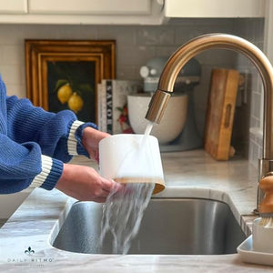 DAILY RITMO® Large Toothbrush Holder with Bamboo Base | Modern 3 Slots Compartment