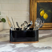 Load image into Gallery viewer, DAILY RITMO® Countertop Silverware Holder | Resin with Bamboo Base
