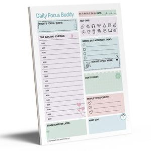 DAILY RITMO® Large ADHD To Do List Notepad for Women Daily Focus Buddy | 8.5x11" 50 Sheet US Letter Size | Made in USA (Copy)