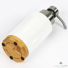Load image into Gallery viewer, DAILY RITMO® Foaming Soap Dispenser | White Ceramic-Like Resin with Bamboo Base

