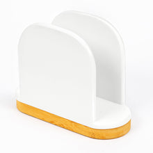 Load image into Gallery viewer, DAILY RITMO® White Standing Napkin Holder with Bamboo Bottom
