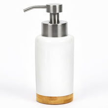 Load image into Gallery viewer, DAILY RITMO® Foaming Soap Dispenser | White Ceramic-Like Resin with Bamboo Base
