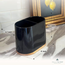 Load image into Gallery viewer, DAILY RITMO® Large Oval Utensil Holder with Bamboo Base and Divider
