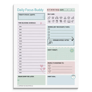 DAILY RITMO® Large ADHD To Do List Notepad for Women Daily Focus Buddy | 8.5x11" 50 Sheet US Letter Size | Made in USA (Copy)