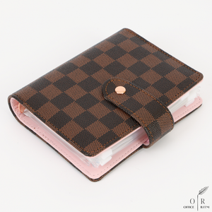 OFFICE RITM™ Checkered Pocket A7 Budget Mini Binder Wallet Planner Notebook with Money Stuffing Zip Envelopes