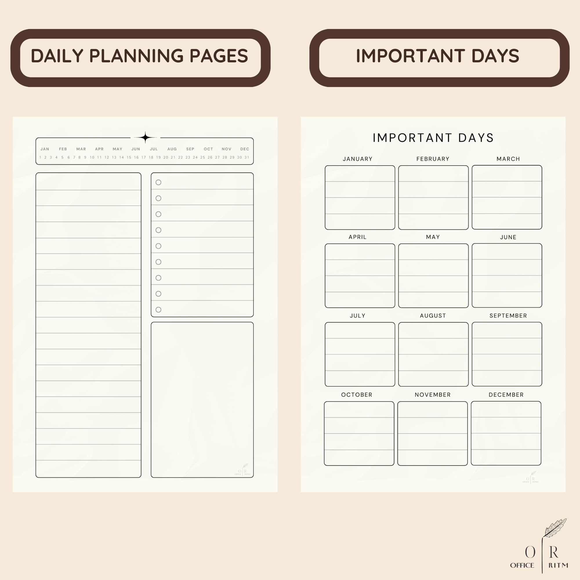 DAILY RITMO® Checkered A5 Six Ring Binder Planner Cover with 160 Pages of Daily To Do List