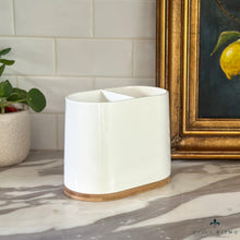 Load image into Gallery viewer, DAILY RITMO® Large Oval Utensil Holder with Bamboo Base and Divider
