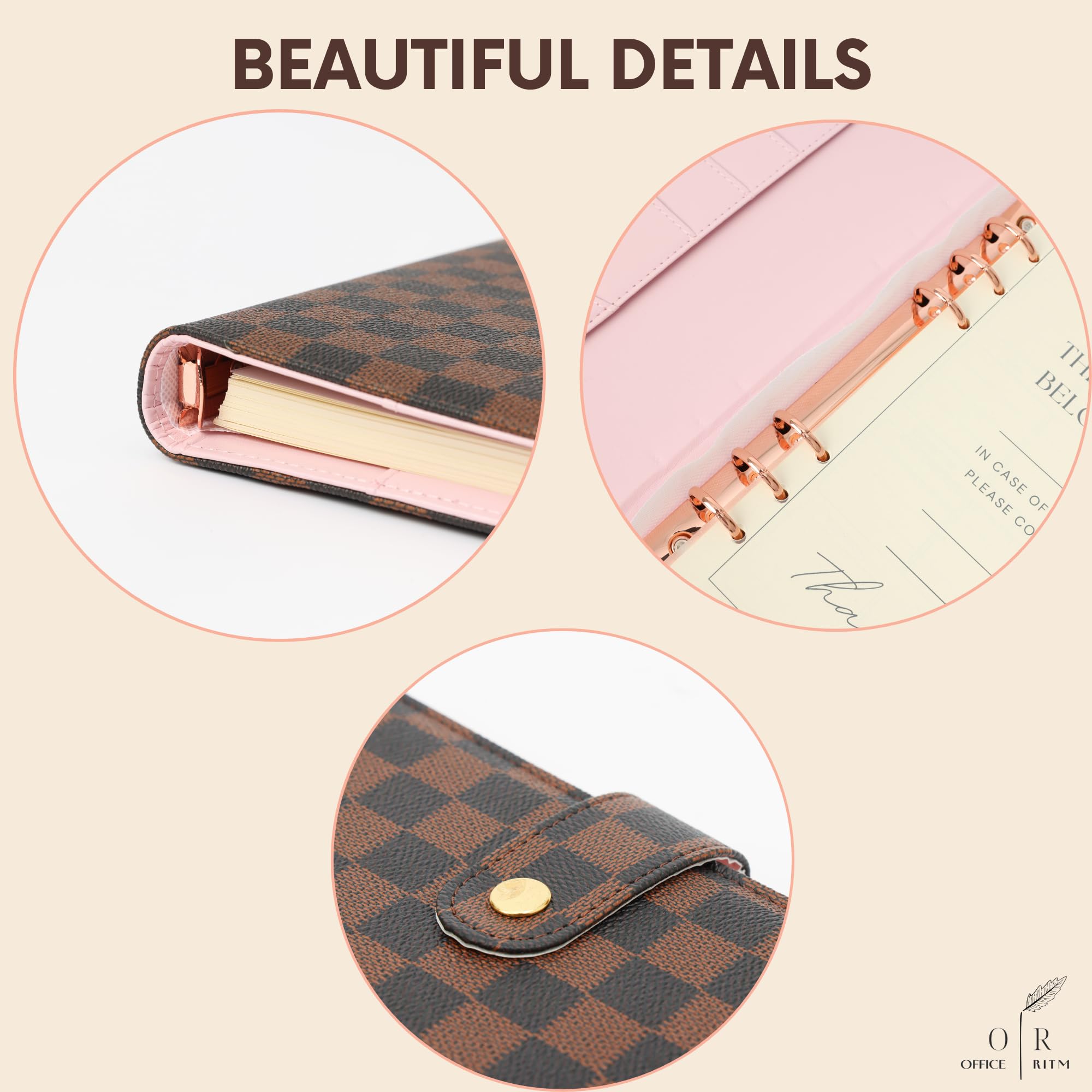 DAILY RITMO® Checkered A5 Six Ring Binder Planner Cover with 160 Pages of Daily To Do List