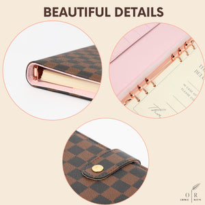 OFFICE RITM™ PU Checkered Leather A5 Six Ring Binder Planner Cover with 160 Pages of Daily To Do List