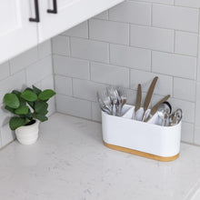 Load image into Gallery viewer, DAILY RITMO® Countertop Silverware Holder | Resin with Bamboo Base
