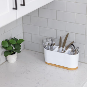 DAILY RITMO® Countertop Silverware Holder | Resin with Bamboo Base