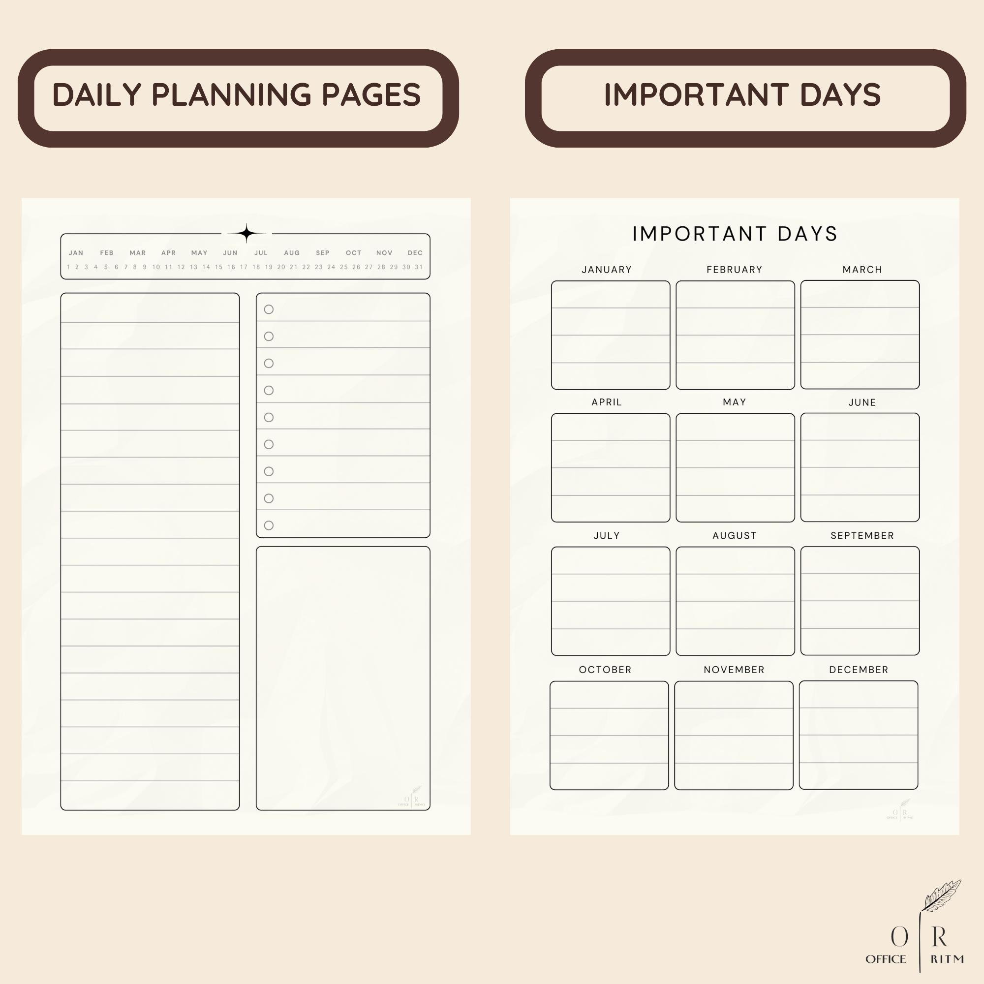 DAILY RITMO® Checkered 3 Ring Binder 1" PU Leather with 8.5 x 11 Inch Loose Leaf Note Paper