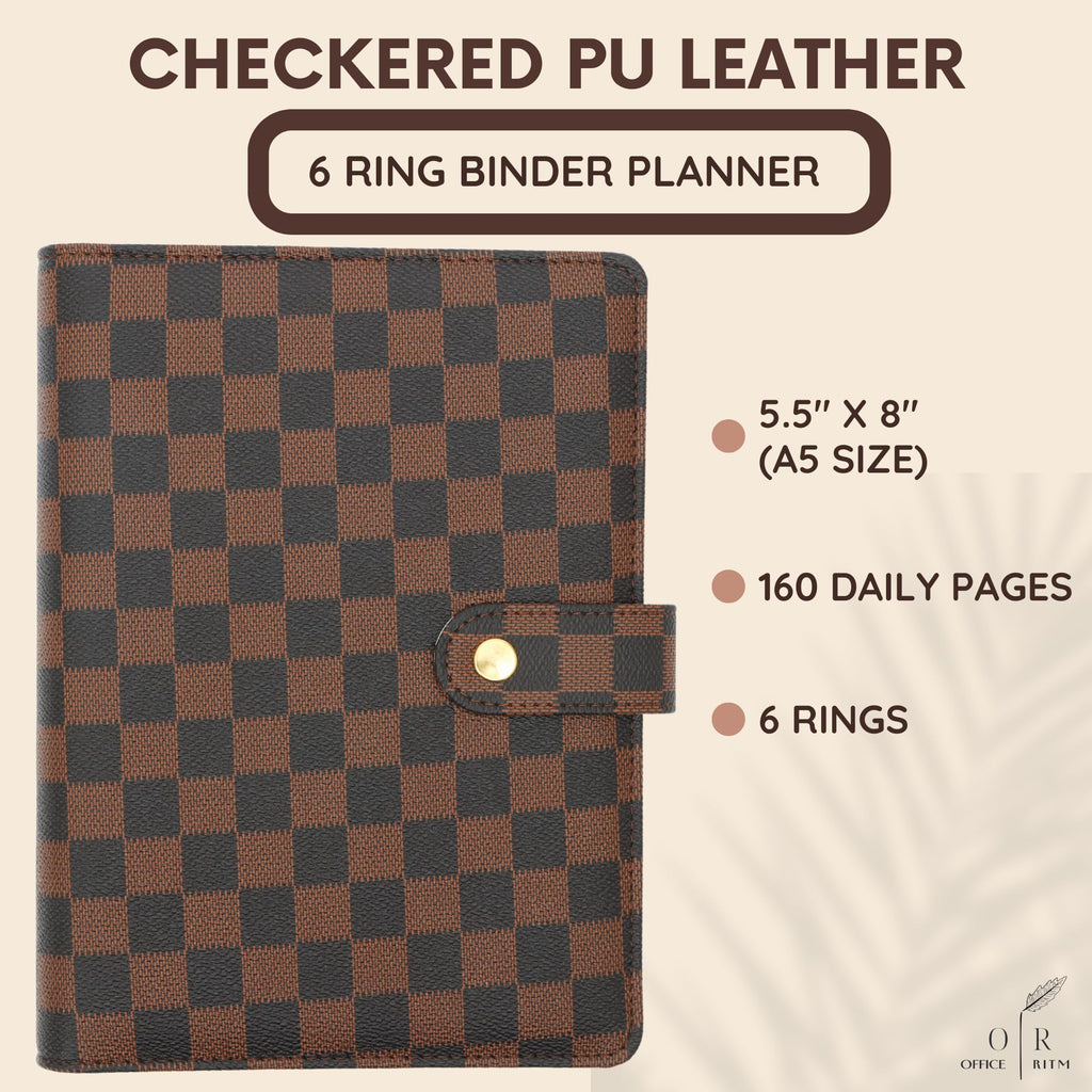 DAILY RITMO® Checkered A5 Six Ring Binder Planner Cover with 160 Pages of Daily To Do List