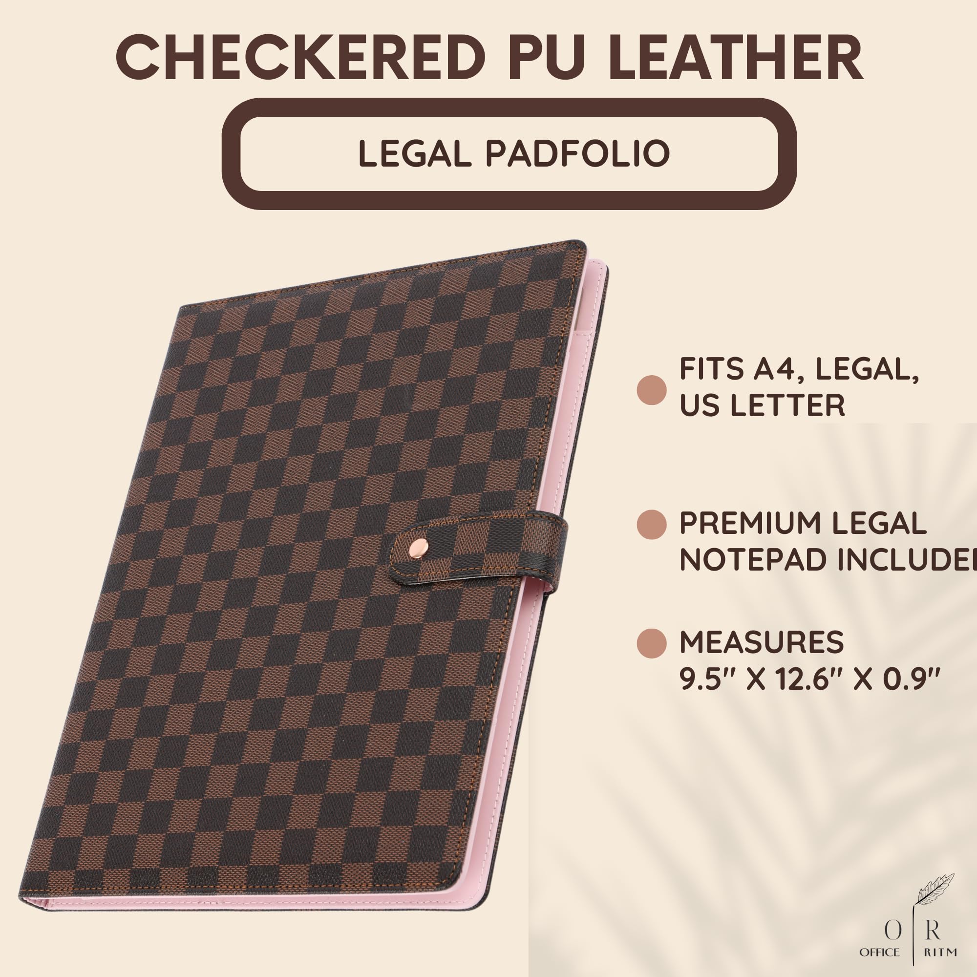 DAILY RITMO® Checkered A4 Portfolio with Legal Notepad