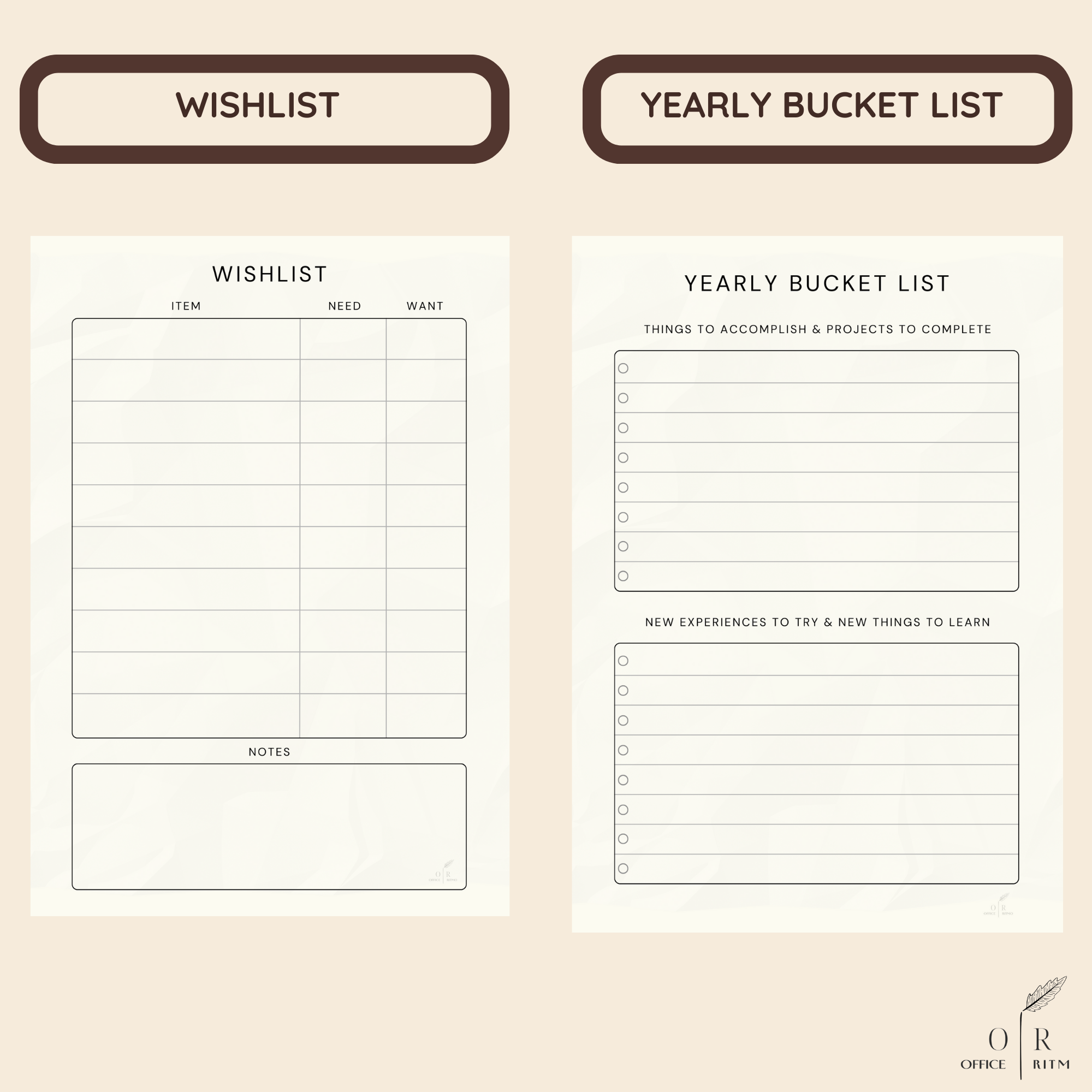 DAILY RITMO® Checkered 3 Ring Binder 1" PU Leather with 8.5 x 11 Inch Loose Leaf Note Paper