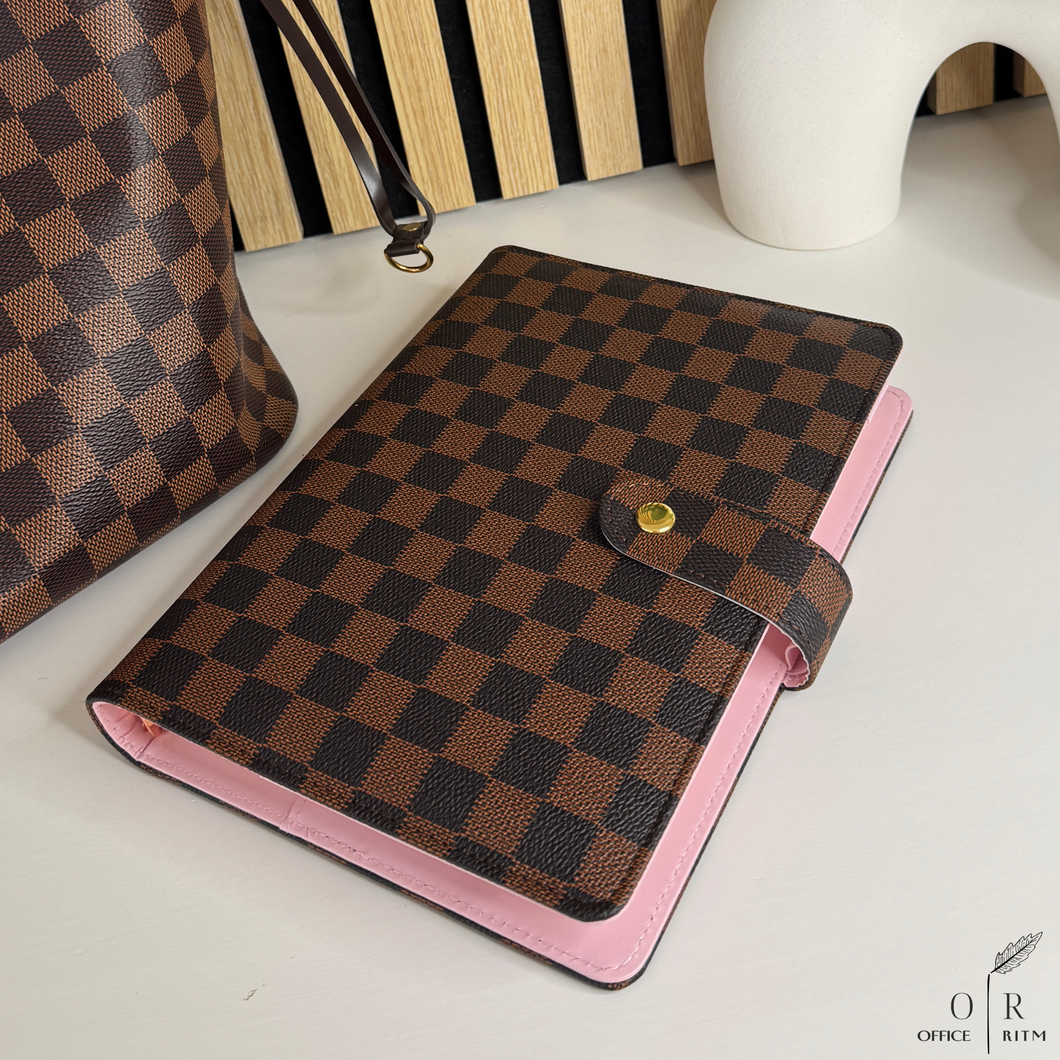 OFFICE RITM™ PU Checkered Leather A5 Six Ring Binder Planner Cover with 160 Pages of Daily To Do List