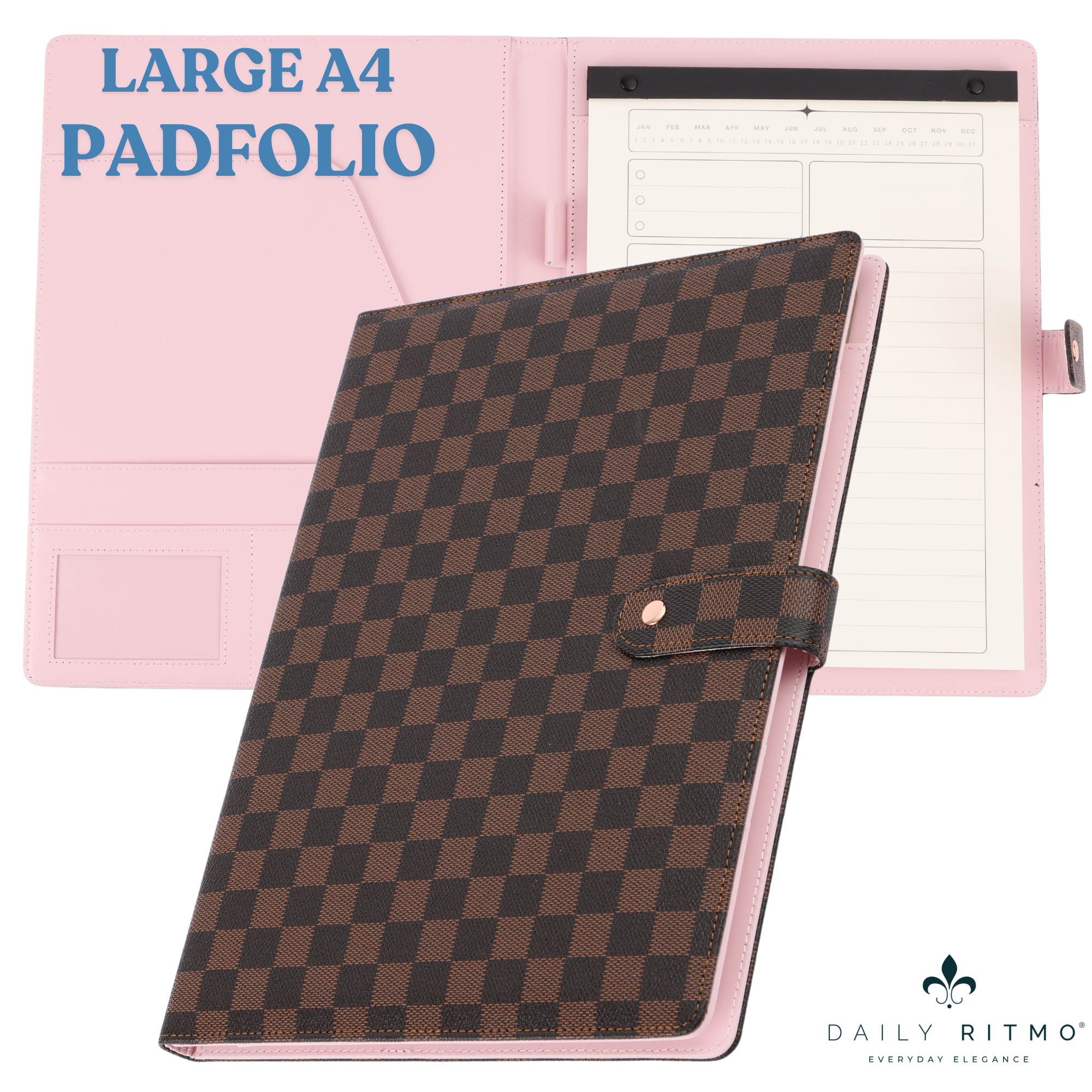 DAILY RITMO® Checkered A4 Portfolio with Legal Notepad