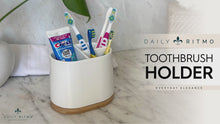 Load and play video in Gallery viewer, DAILY RITMO® Large Toothbrush Holder with Bamboo Base | Modern 3 Slots Compartment
