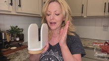 Load and play video in Gallery viewer, DAILY RITMO® White Standing Napkin Holder with Bamboo Bottom
