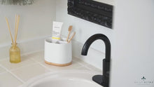 Load and play video in Gallery viewer, DAILY RITMO® Large Toothbrush Holder with Bamboo Base | Modern 3 Slots Compartment
