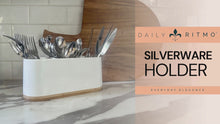 Load and play video in Gallery viewer, DAILY RITMO® Countertop Silverware Holder | Resin with Bamboo Base
