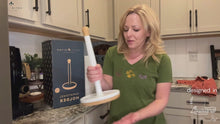 Load and play video in Gallery viewer, DAILY RITMO® White Resin Countertop Paper Towel Holder with Modern Bamboo Base
