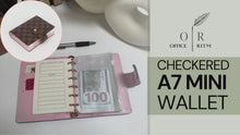 Load and play video in Gallery viewer, OFFICE RITM™ Checkered Pocket A7 Budget Mini Binder Wallet Planner Notebook with Money Stuffing Zip Envelopes
