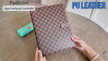 Load and play video in Gallery viewer, OFFICE RITM™ Checkered PU Leather Business A4 Portfolio Binder Legal Notepad Holder
