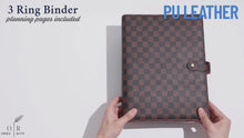 Load and play video in Gallery viewer, OFFICE RITM™ Letter Checkered PU Leather 1 inch Round 3 Ring Binder with 8.5 x 11 Inch Loose Leaf Note Paper
