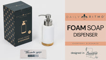 Load and play video in Gallery viewer, DAILY RITMO® Foaming Soap Dispenser | White Ceramic-Like Resin with Bamboo Base
