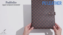 Load and play video in Gallery viewer, OFFICE RITM™ Checkered PU Leather Business A4 Portfolio Binder Legal Notepad Holder
