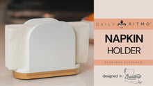 Load and play video in Gallery viewer, DAILY RITMO® White Standing Napkin Holder with Bamboo Bottom
