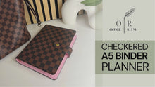 Load and play video in Gallery viewer, OFFICE RITM™ PU Checkered Leather A5 Six Ring Binder Planner Cover with 160 Pages of Daily To Do List
