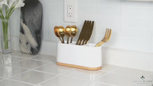 Load and play video in Gallery viewer, DAILY RITMO® Countertop Silverware Holder | Resin with Bamboo Base
